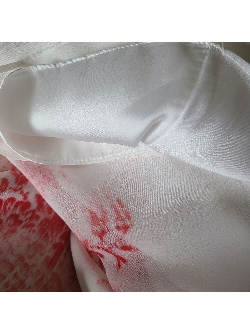 MAX STUDIO Mid Length Sheer Abstract Print White & Red Sleeveless Dress Size Med - Picture 8 of 10